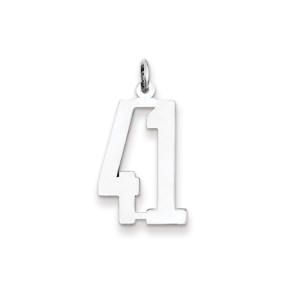 Sterling Silver/Rhodium-plated Elongated Number 41 Charm