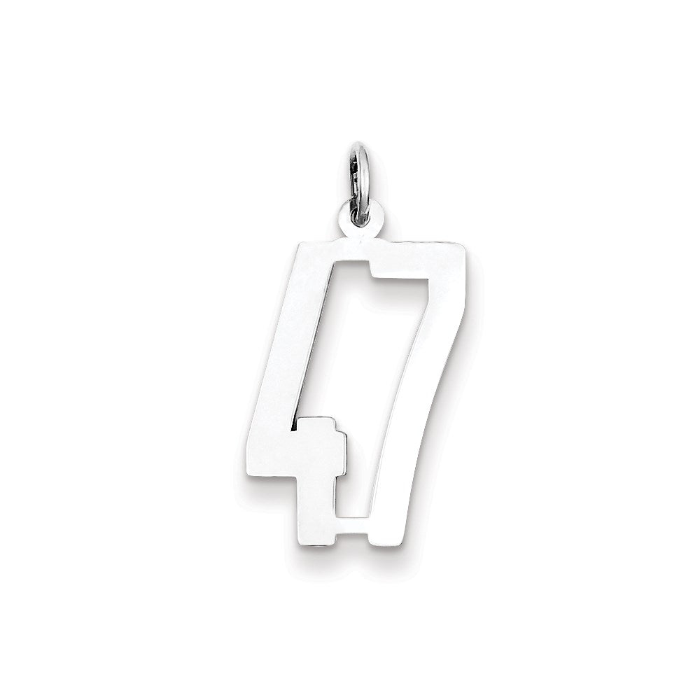 Sterling Silver/Rhodium-plated Elongated Number 47 Charm
