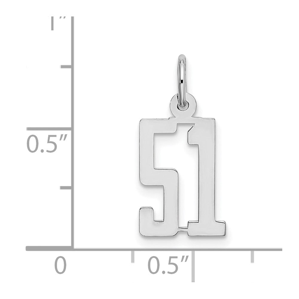 Sterling Silver/Rhodium-plated Elongated Number 51 Charm