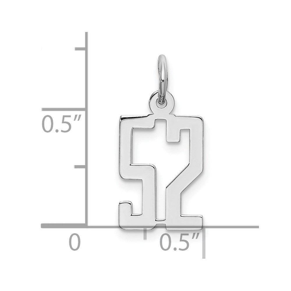 Sterling Silver/Rhodium-plated Elongated Number 52 Charm