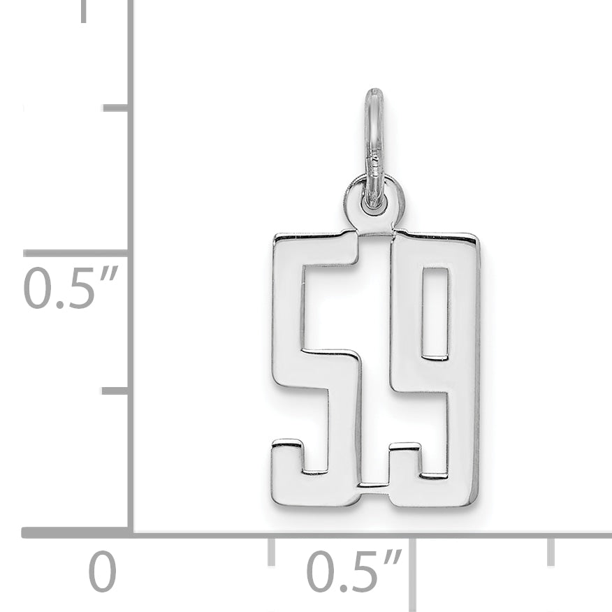 Sterling Silver/Rhodium-plated Elongated Number 59 Charm