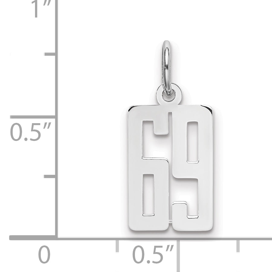 Sterling Silver/Rhodium-plated Elongated Number 69 Charm