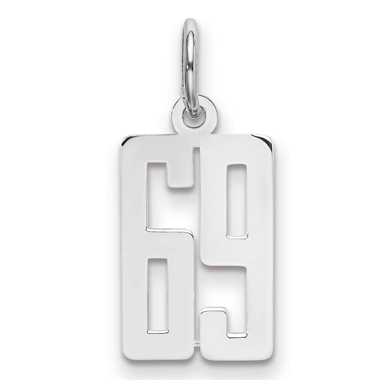 Sterling Silver/Rhodium-plated Elongated Number 69 Charm