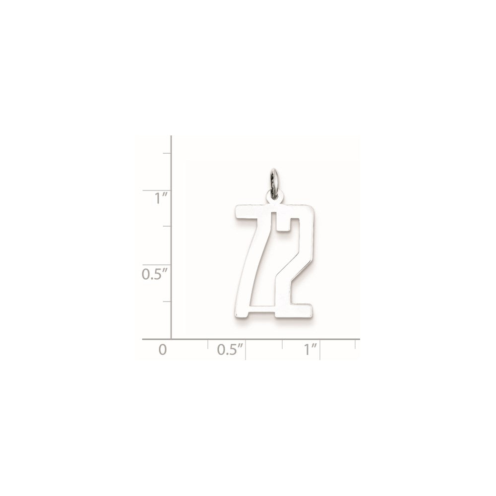 Sterling Silver/Rhodium-plated Elongated Number 72 Charm