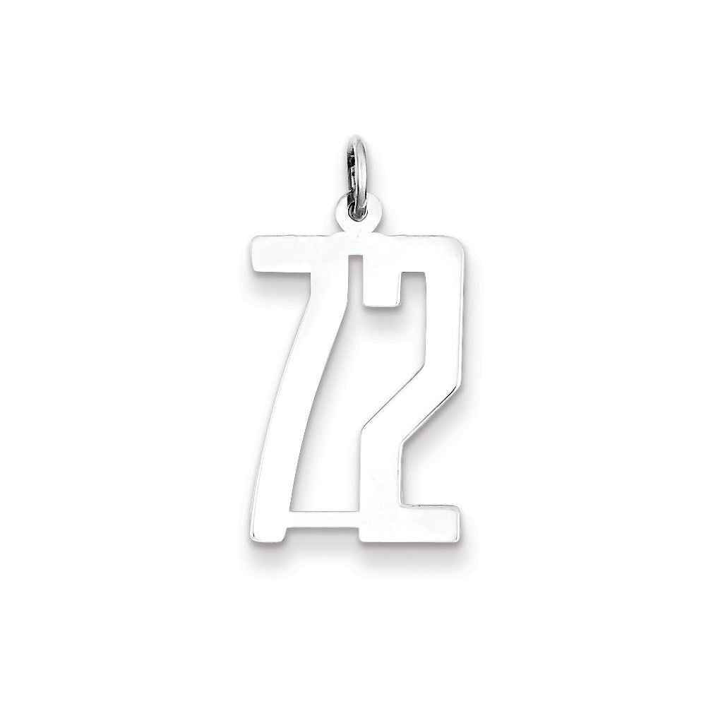 Sterling Silver/Rhodium-plated Elongated Number 72 Charm