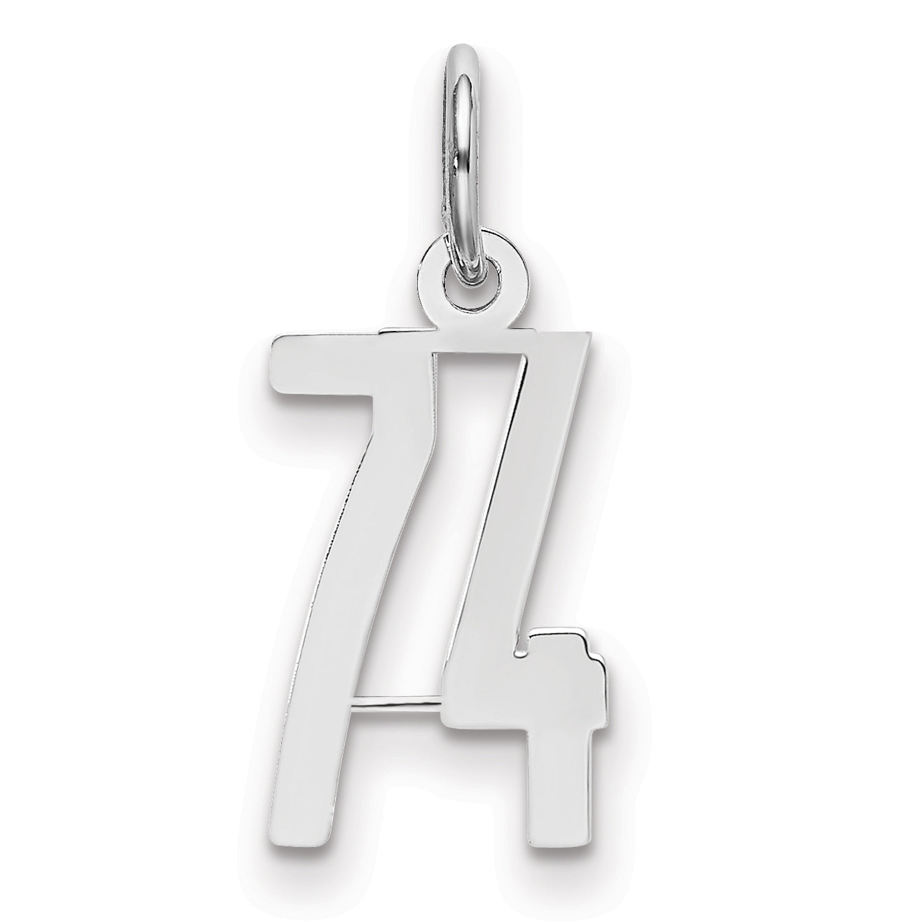 Sterling Silver/Rhodium-plated Elongated Number 74 Charm