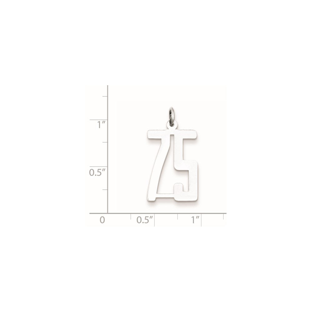 Sterling Silver/Rhodium-plated Elongated Number 75 Charm
