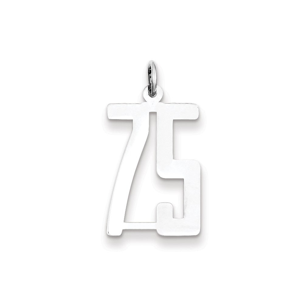 Sterling Silver/Rhodium-plated Elongated Number 75 Charm