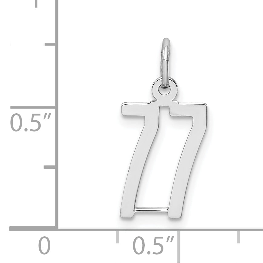 Sterling Silver/Rhodium-plated Elongated Number 77 Charm