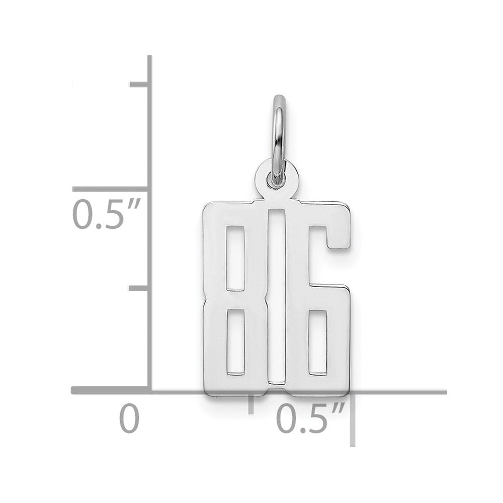 Sterling Silver/Rhodium-plated Elongated Number 86 Charm