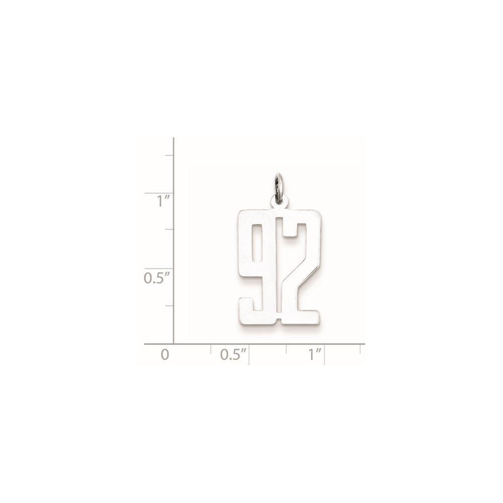 Sterling Silver/Rhodium-plated Elongated Number 92 Charm