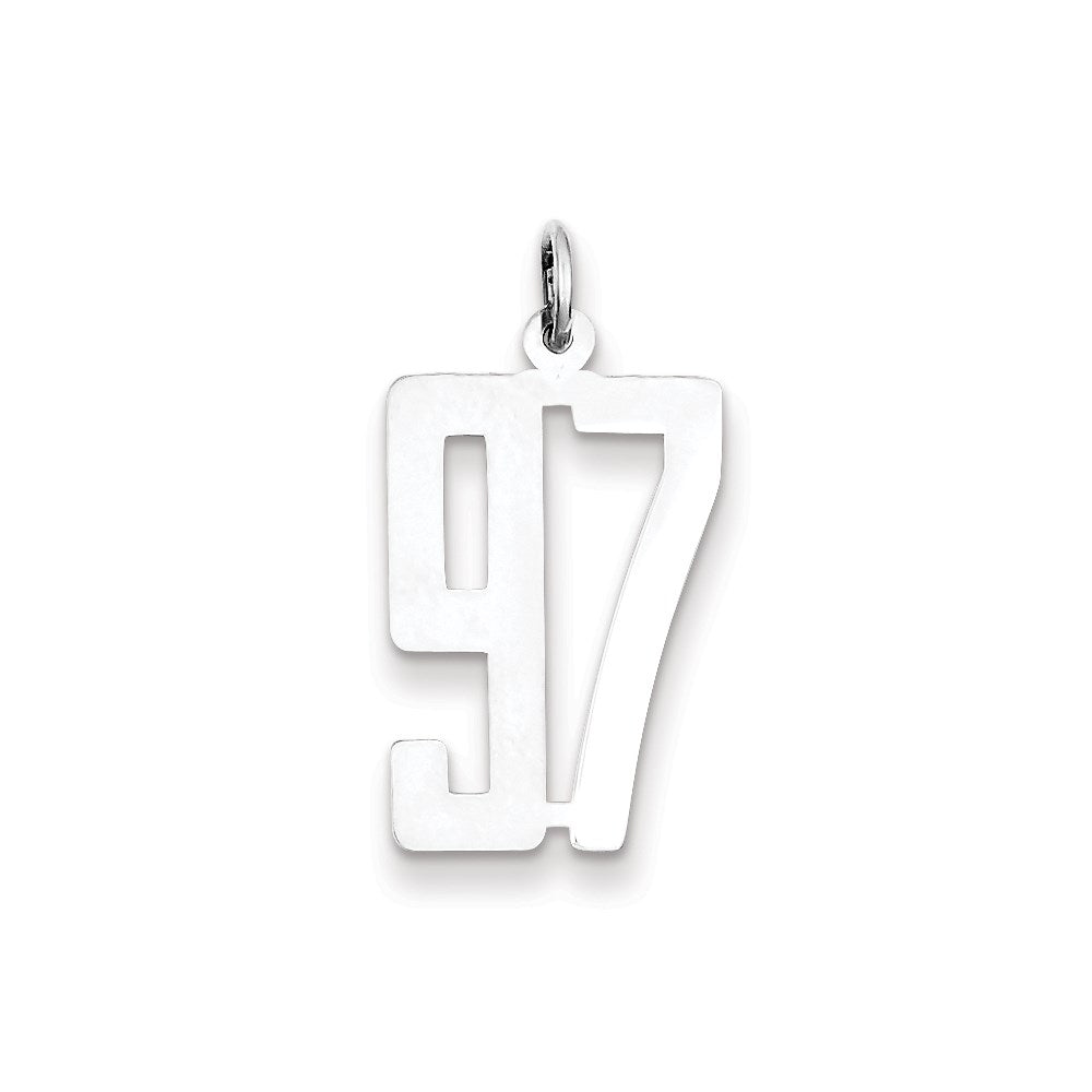 Sterling Silver/Rhodium-plated Elongated Number 97 Charm