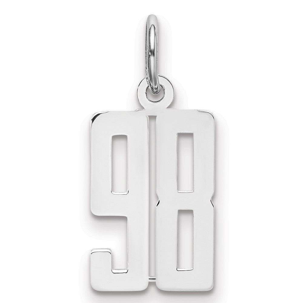 Sterling Silver/Rhodium-plated Elongated Number 98 Charm