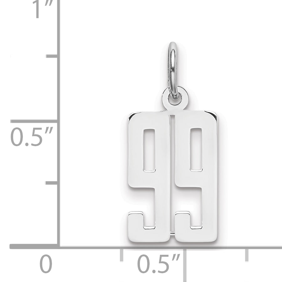 Sterling Silver/Rhodium-plated Elongated Number 99 Charm