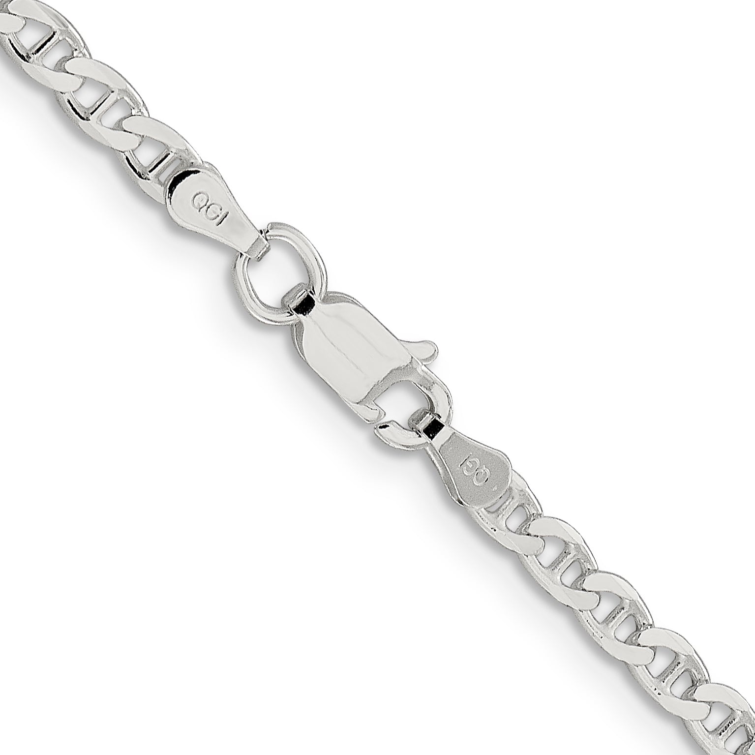 Sterling Silver 3.15mm D/C Flat Anchor Curb Chain