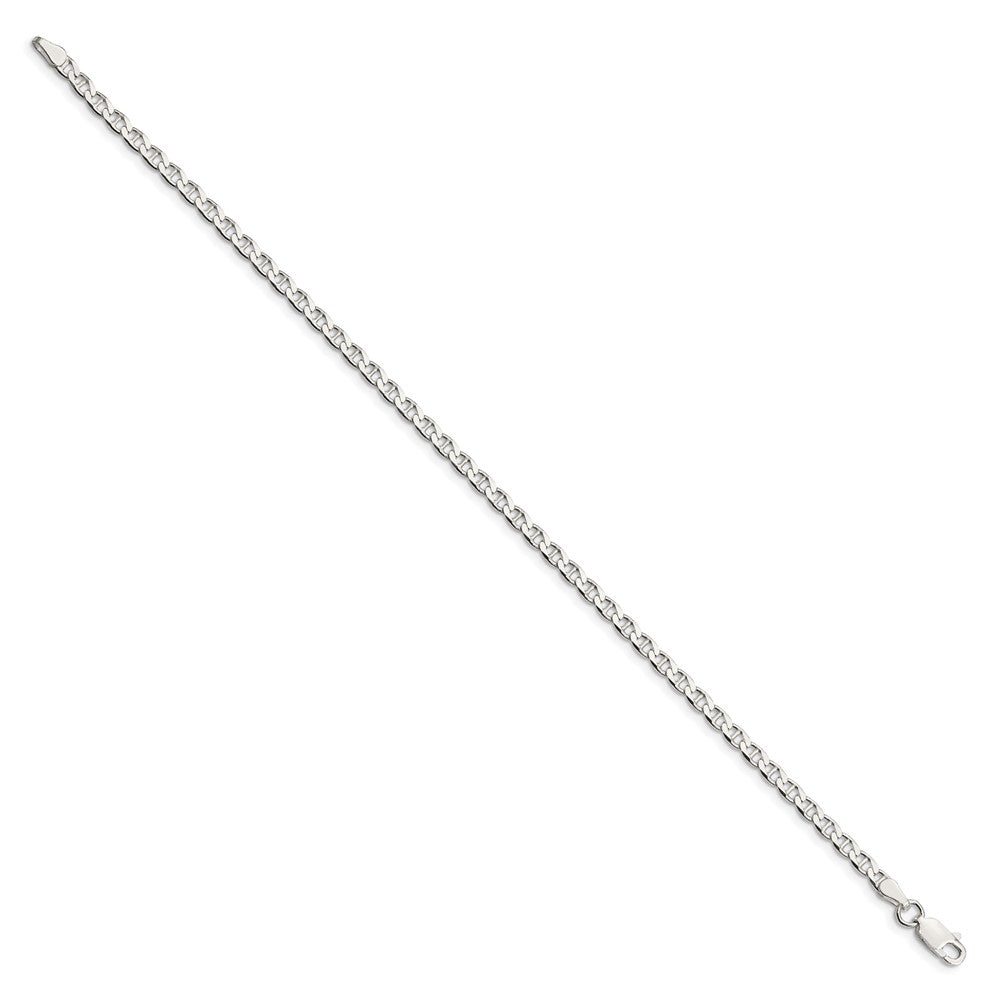 Sterling Silver 3.15mm D/C Flat Anchor Curb Chain Anklet