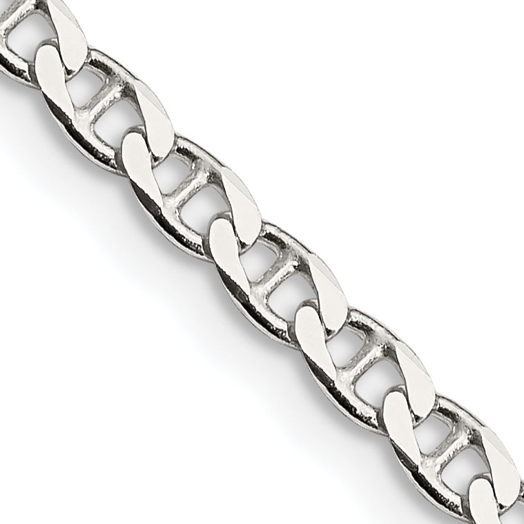 Sterling Silver 3.15mm D/C Flat Anchor Curb Chain