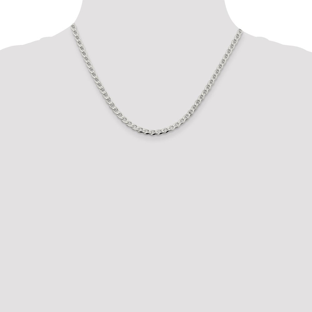 Sterling Silver 4.0mm D/C Flat Anchor Curb Chain