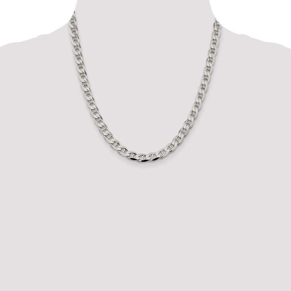 Sterling Silver 7.4mm D/C Flat Anchor Curb Chain