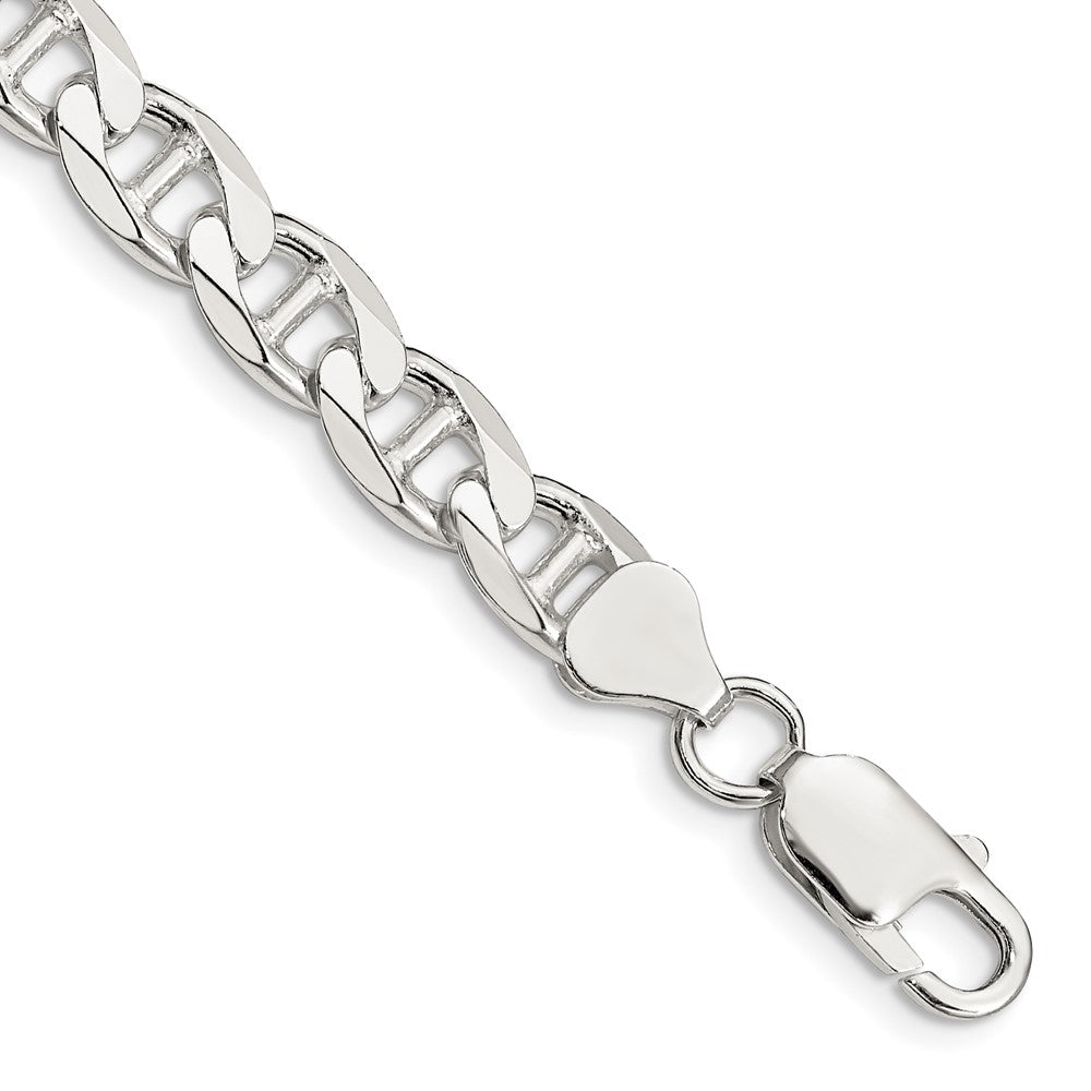 Sterling Silver 7.4mm D/C Flat Anchor Curb Chain