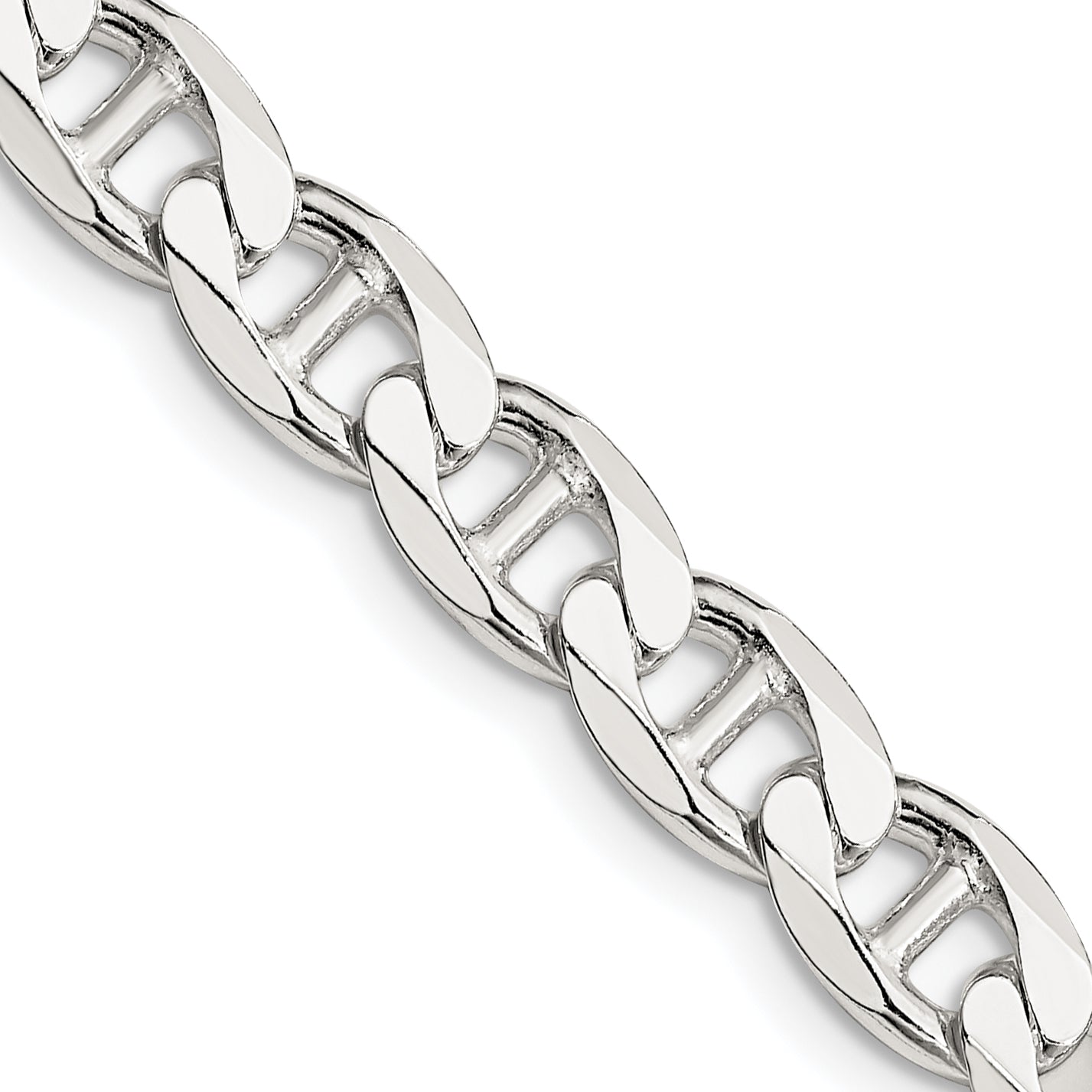 Sterling Silver 7.4mm D/C Flat Anchor Curb Chain