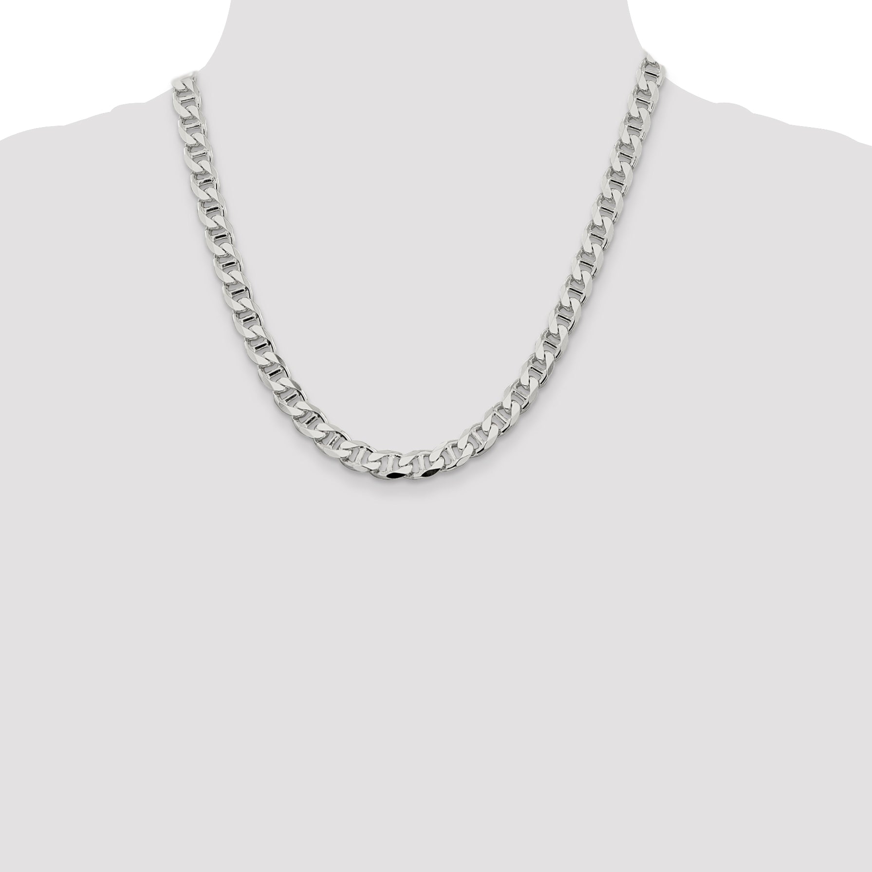 Sterling Silver 8.25mm D/C Flat Anchor Curb Chain