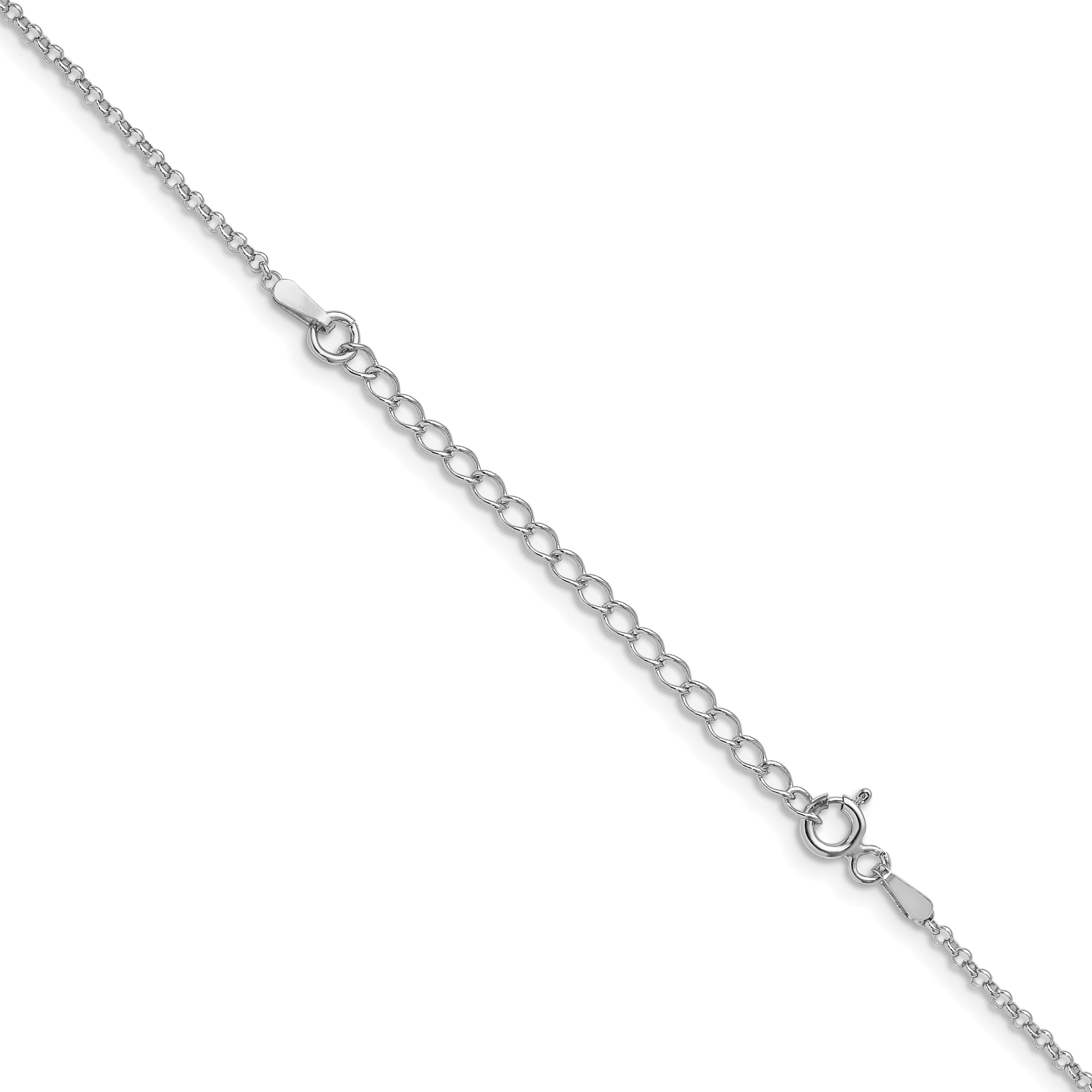 Sterling Silver Rhodium-plated 1.5mm Rolo Chain with a 2 inch extention