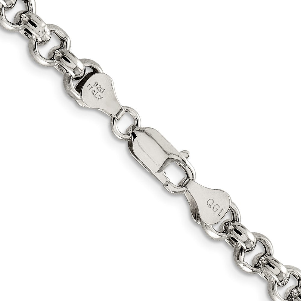 Sterling Silver 6.5mm Semi-solid Rolo Chain