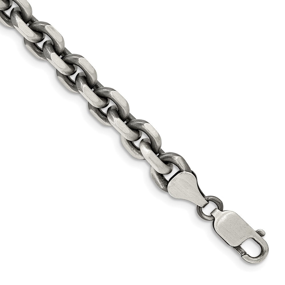 Sterling Silver Antiqued 7.0mm D/C Elongated Open Link Chain