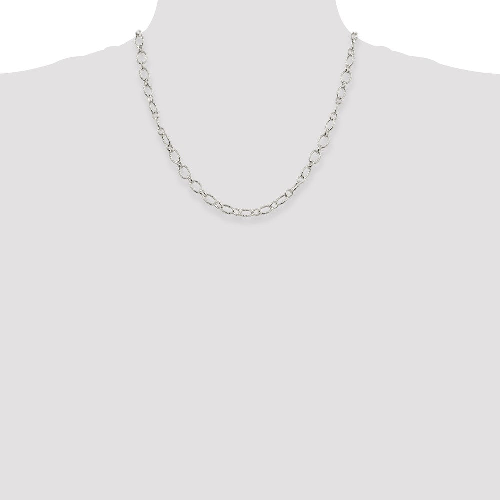 Sterling Silver 6.1mm Fancy Patterned Rolo Chain
