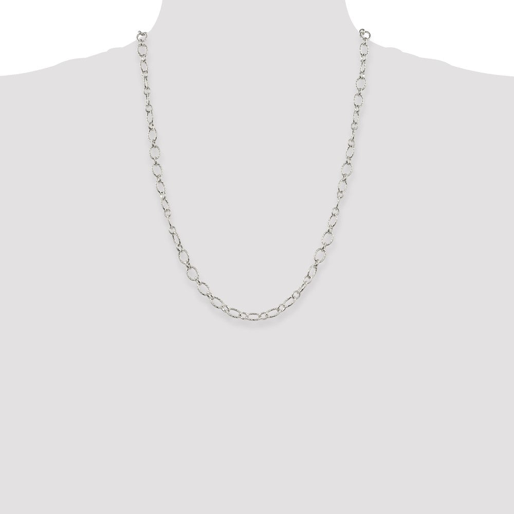 Sterling Silver 6.1mm Fancy Patterned Rolo Chain