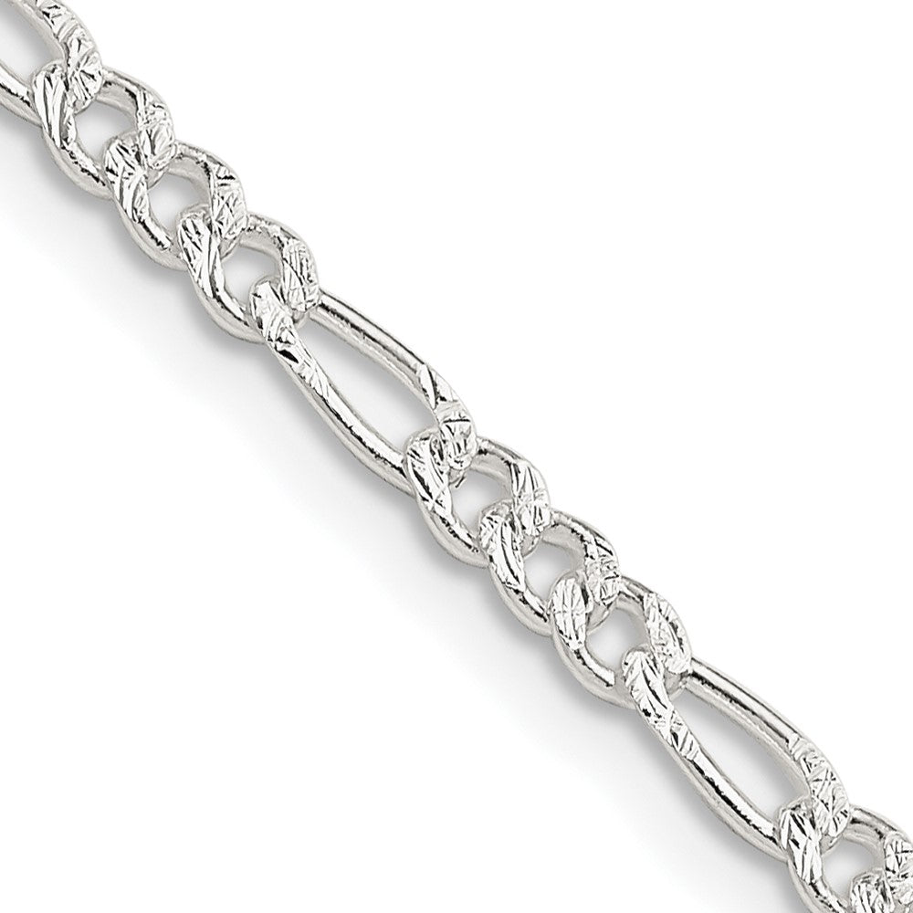 Sterling Silver 3mm PavÇ Flat Figaro Chain