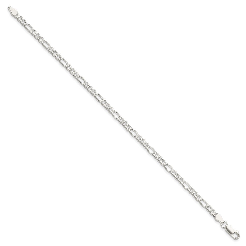 Sterling Silver 4mm PavÇ Flat Figaro Chain