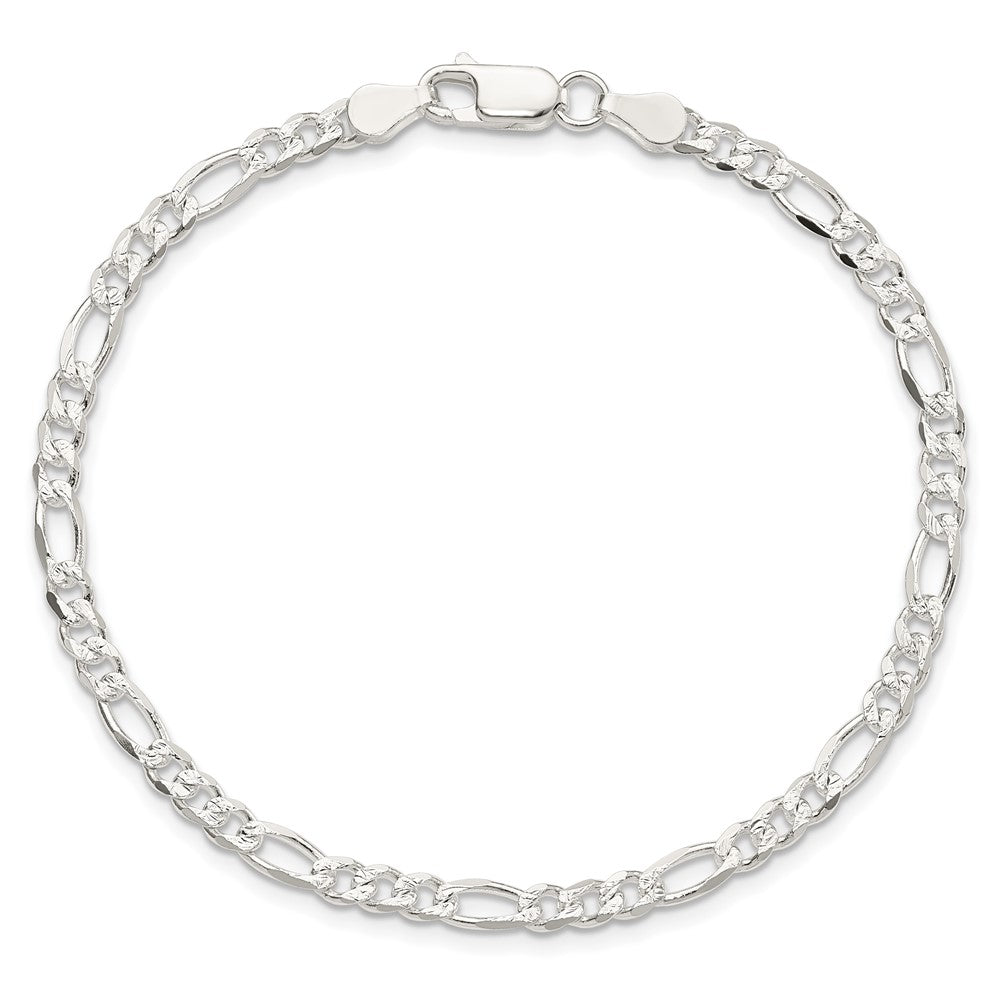 Sterling Silver 4mm PavÇ Flat Figaro Chain