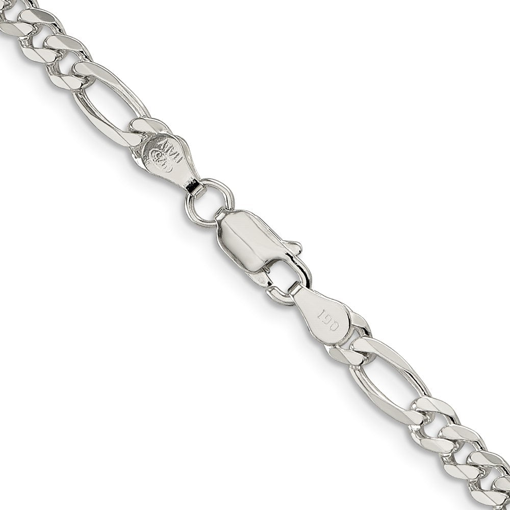 Sterling Silver 4.3mm PavÇ Flat Figaro Chain