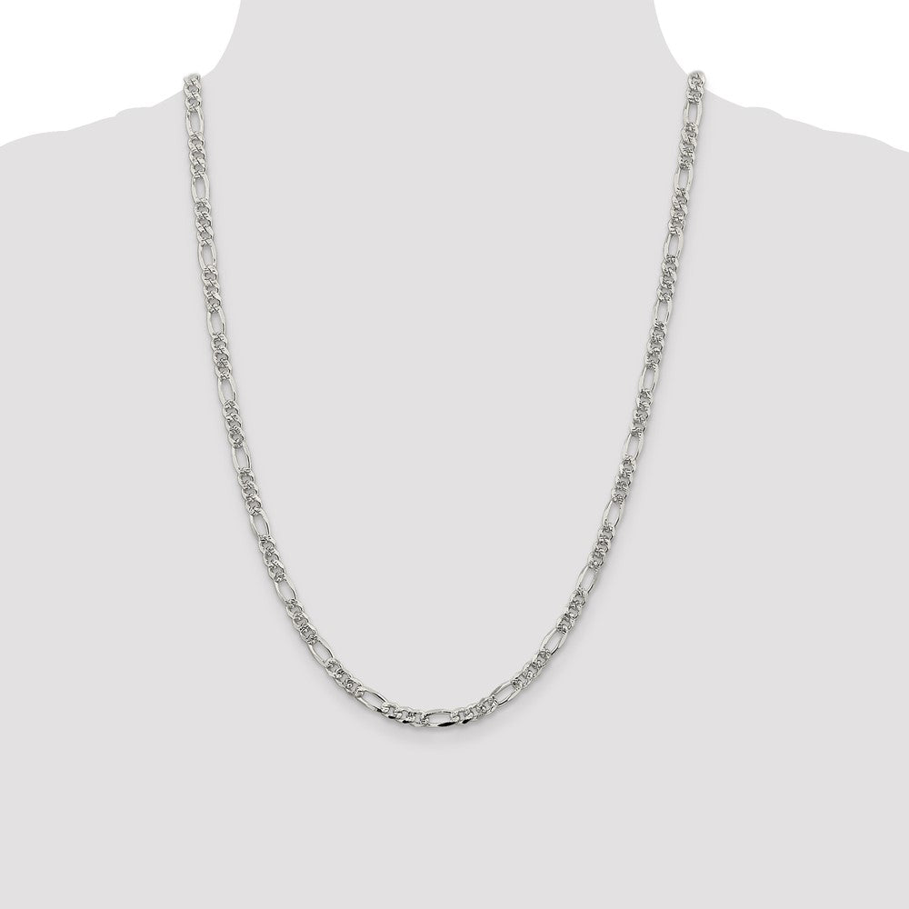 Sterling Silver 4.3mm PavÇ Flat Figaro Chain