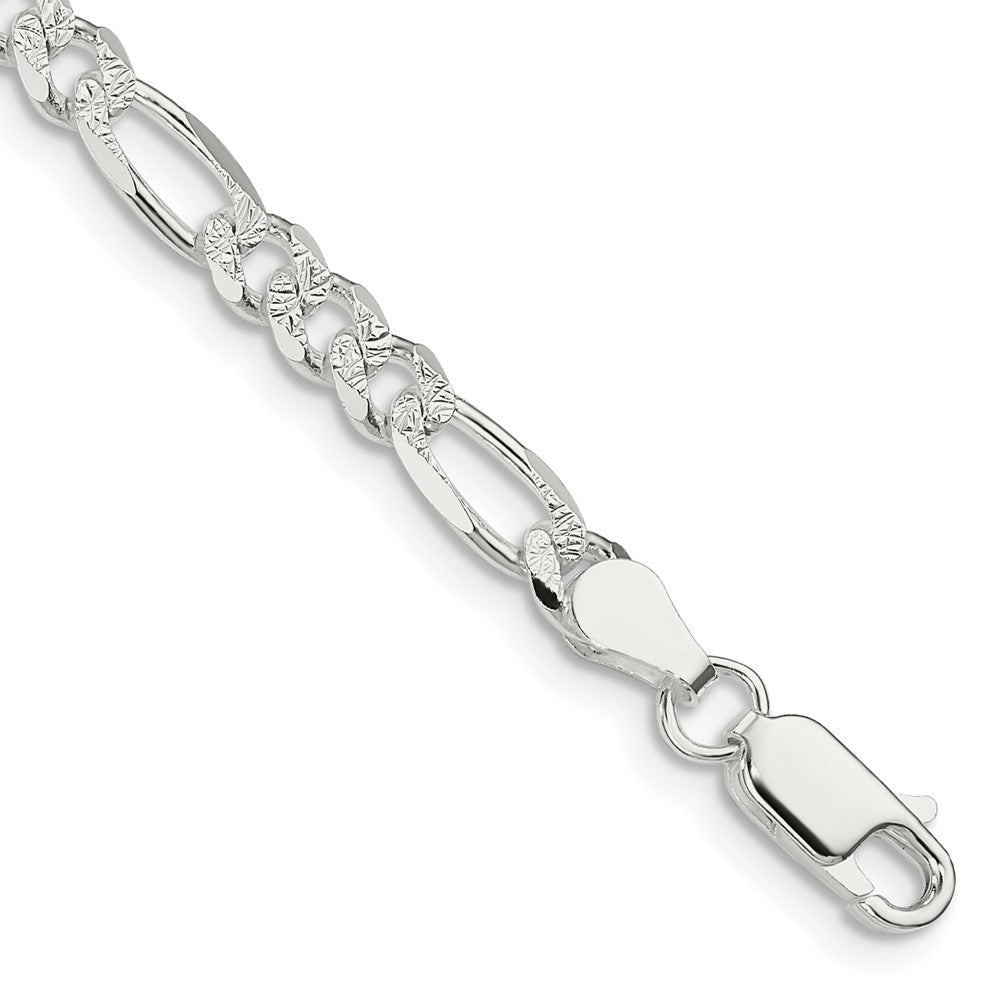 Sterling Silver 4.3mm PavÇ Flat Figaro Chain