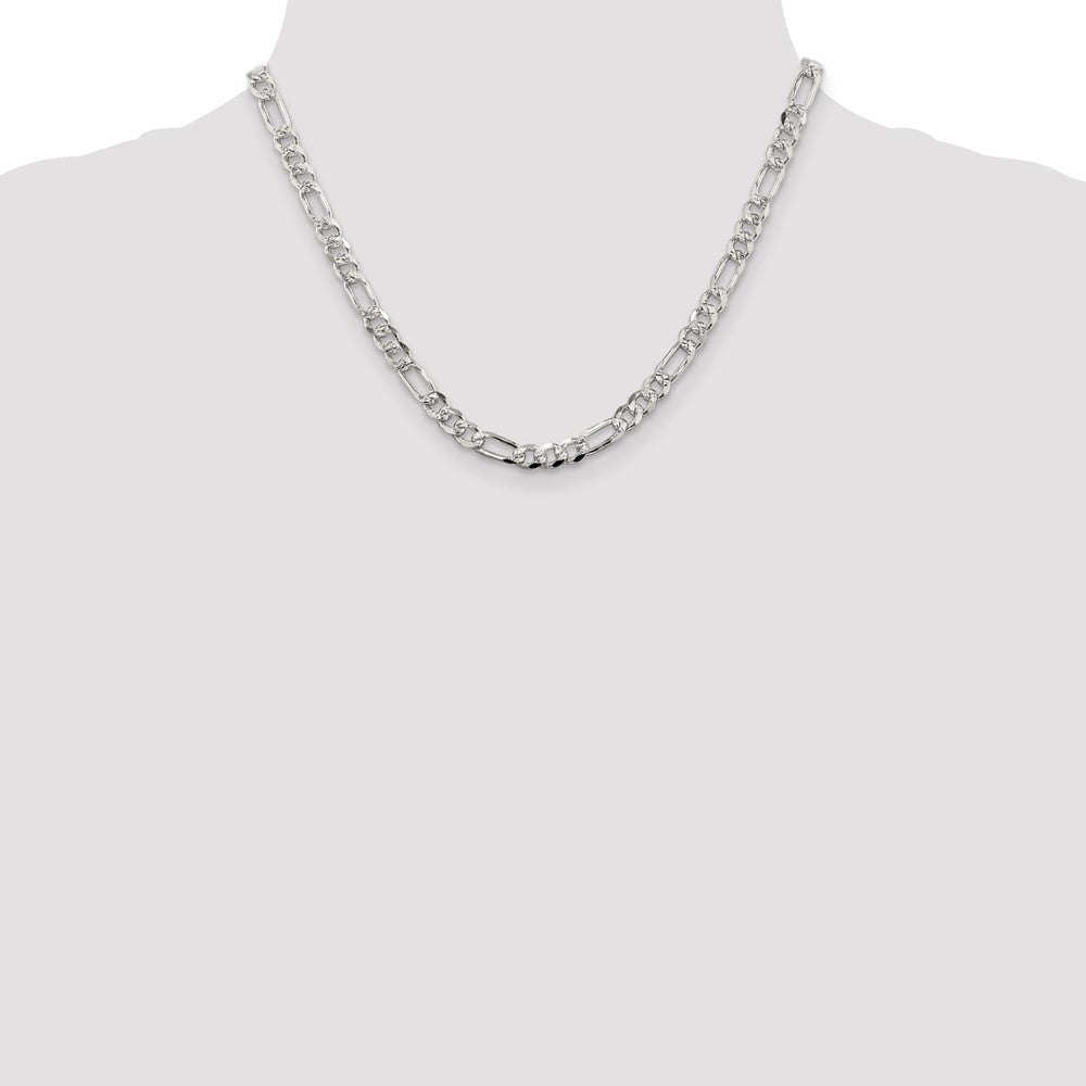 Sterling Silver 5.5mm PavÇ Flat Figaro Chain