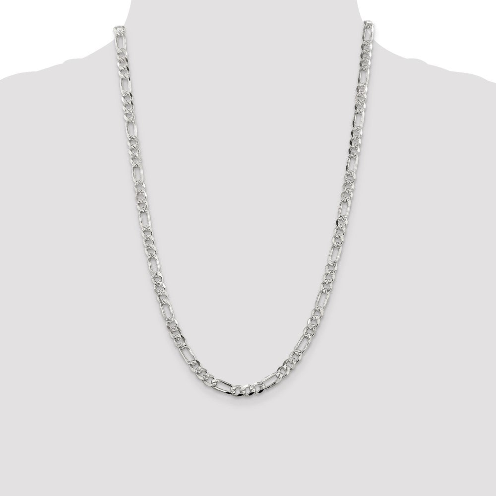 Sterling Silver 5.5mm PavÇ Flat Figaro Chain