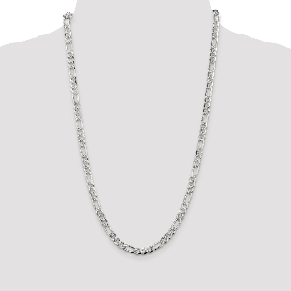 Sterling Silver 5.5mm PavÇ Flat Figaro Chain