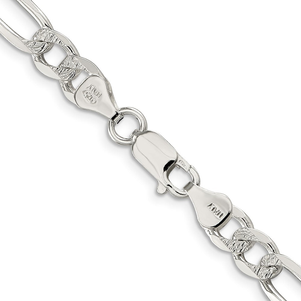 Sterling Silver 6.75mm PavÇ Flat Figaro Chain