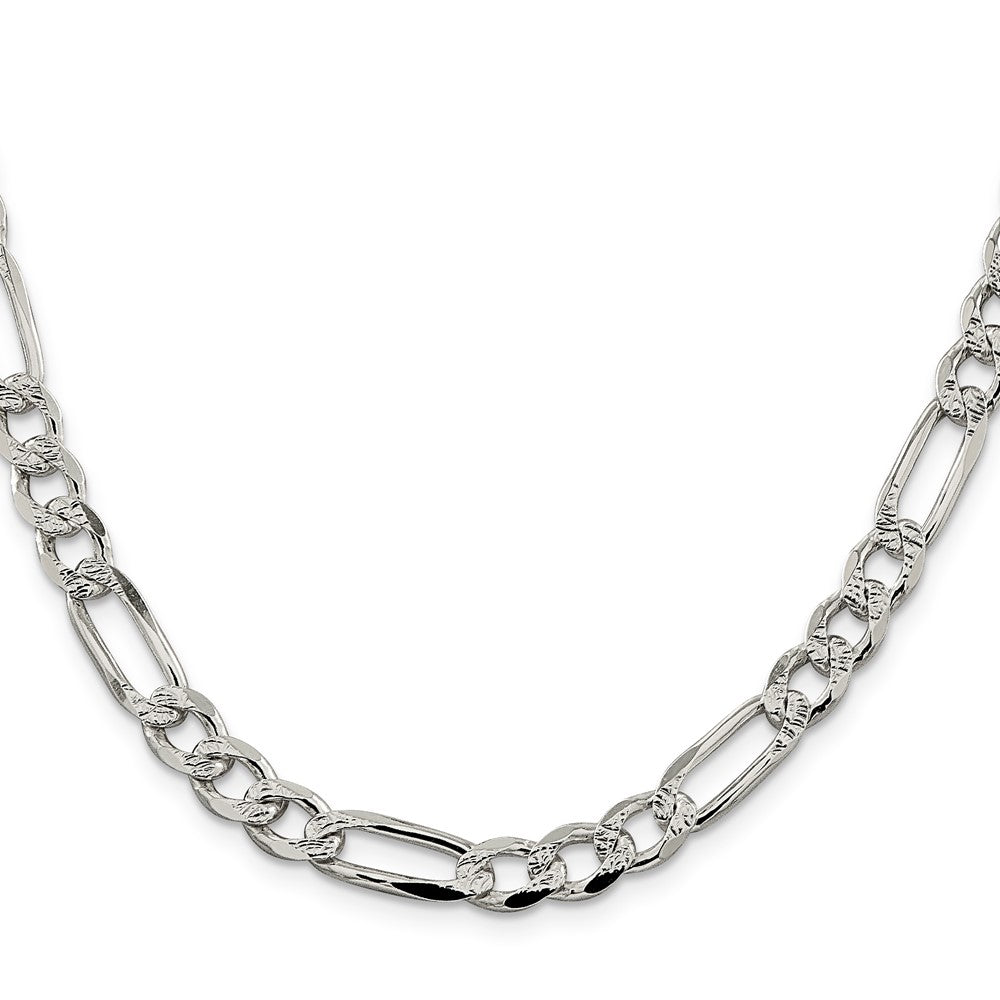 Sterling Silver 7.25mm PavÇ Flat Figaro Chain
