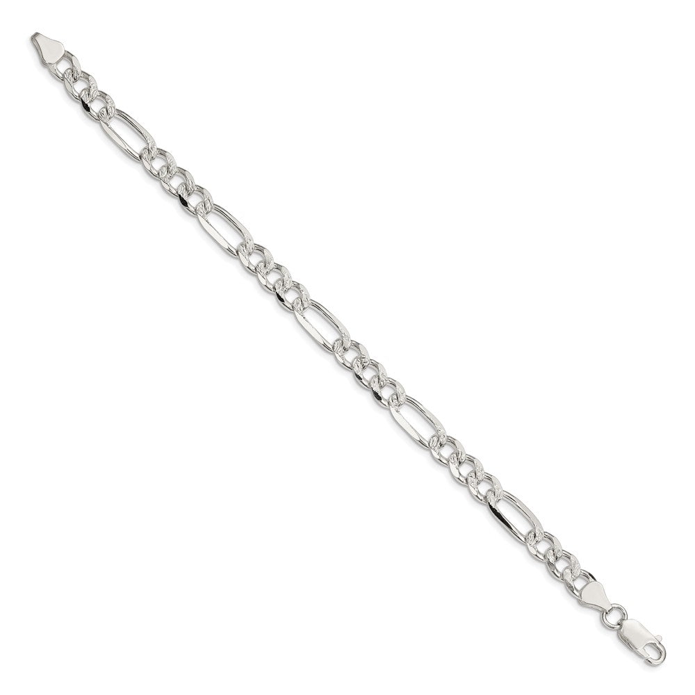 Sterling Silver 7.25mm PavÇ Flat Figaro Chain