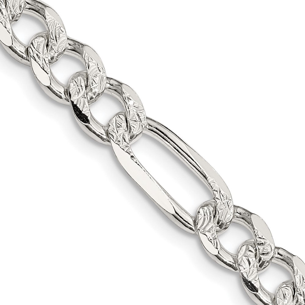 Sterling Silver 7.25mm PavΓ Flat Figaro Chain