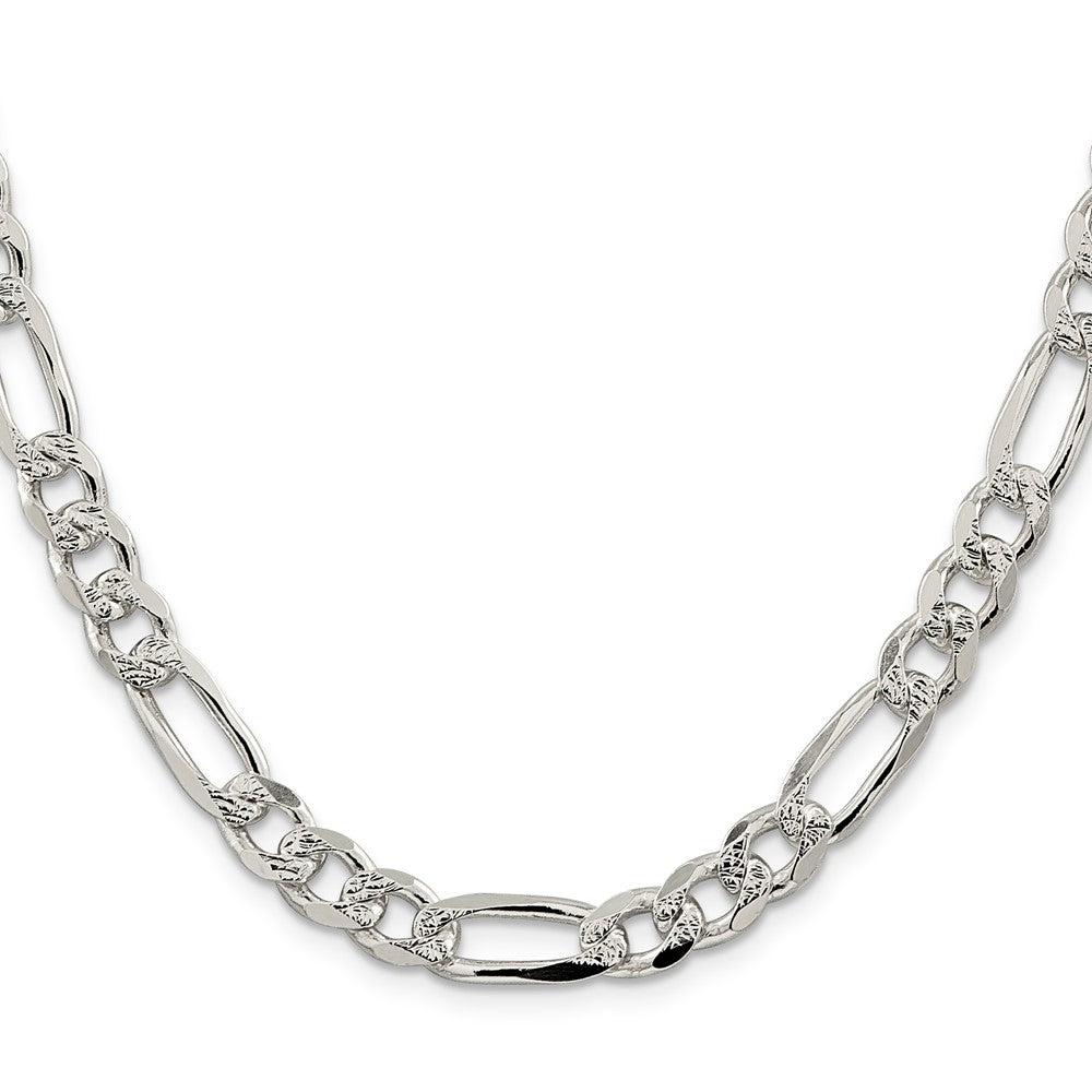 Sterling Silver 8mm PavÇ Flat Figaro Chain