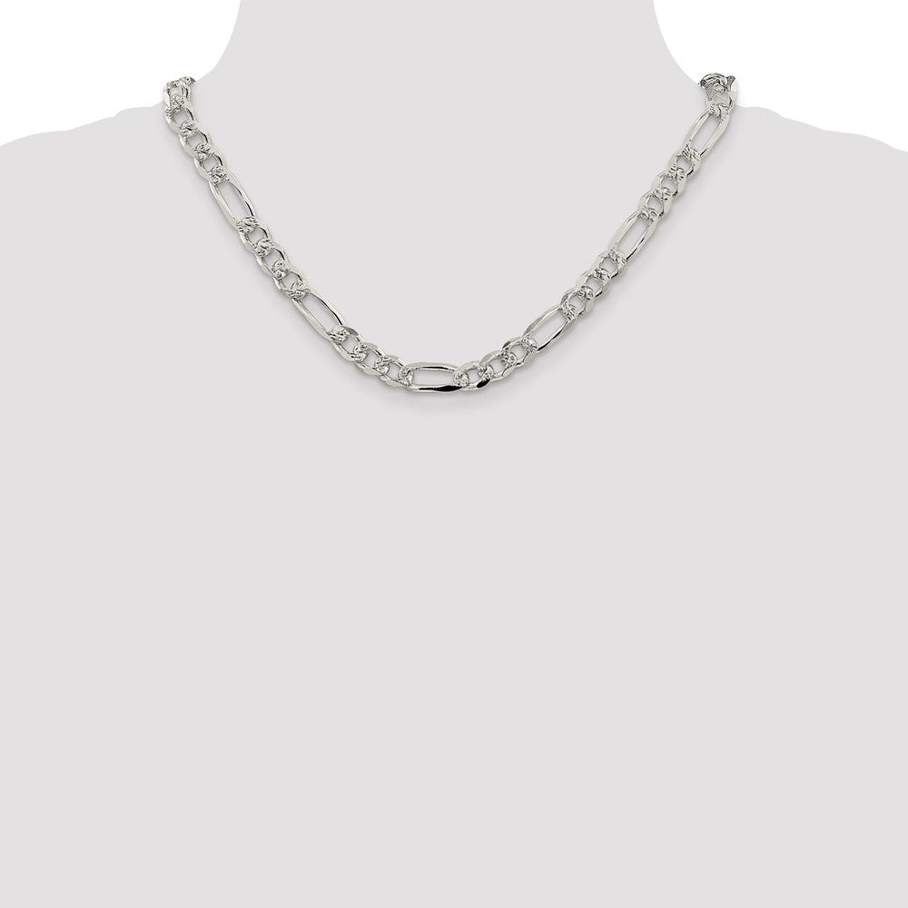Sterling Silver 8mm PavÇ Flat Figaro Chain