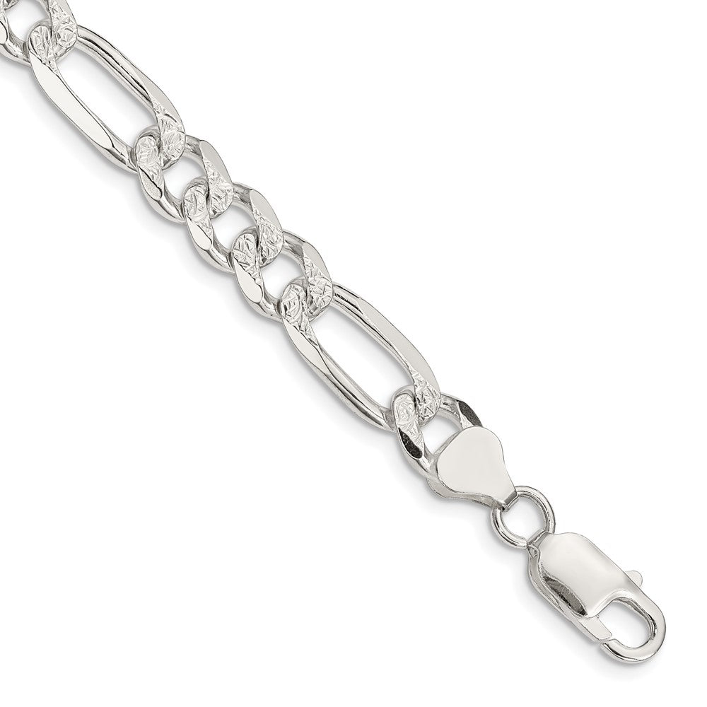 Sterling Silver 8mm PavÇ Flat Figaro Chain
