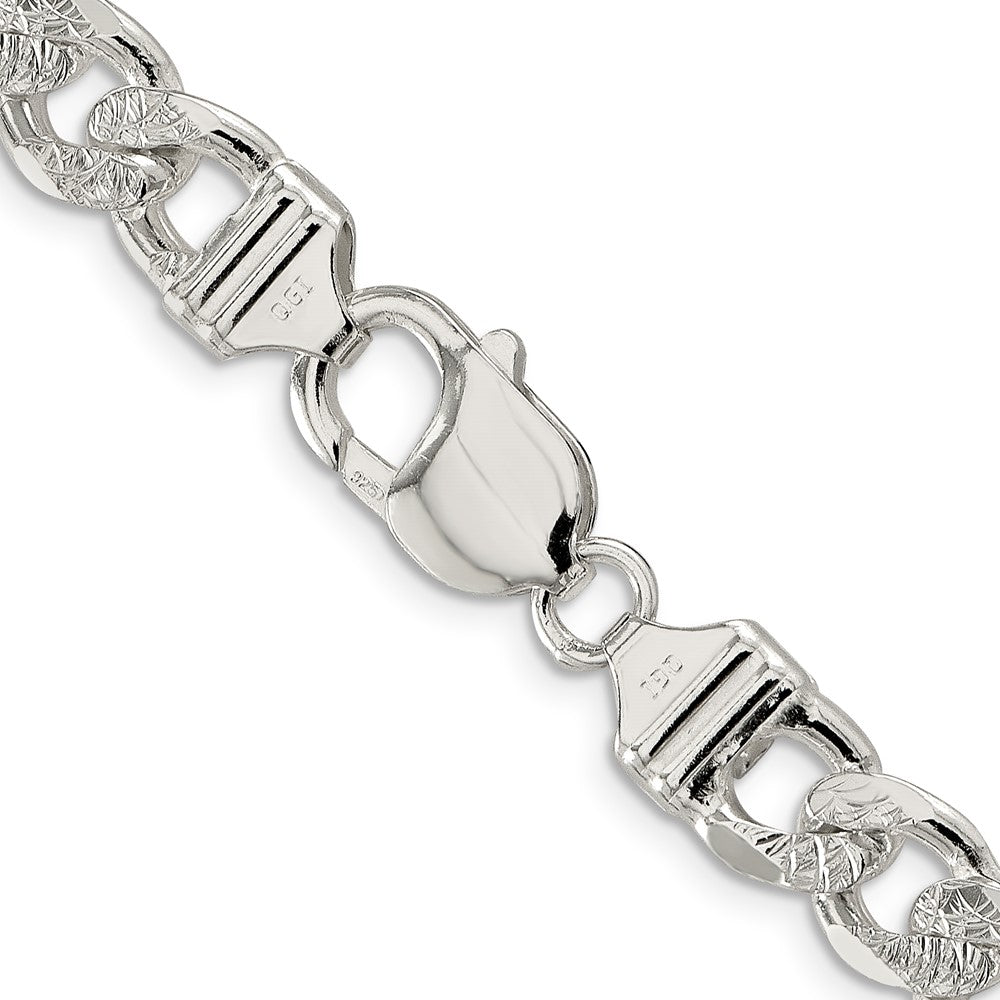 Sterling Silver 9.5mm PavÇ Flat Figaro Chain
