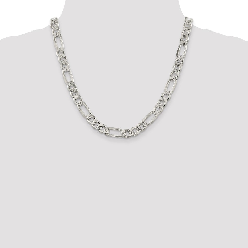 Sterling Silver 9.5mm PavÇ Flat Figaro Chain