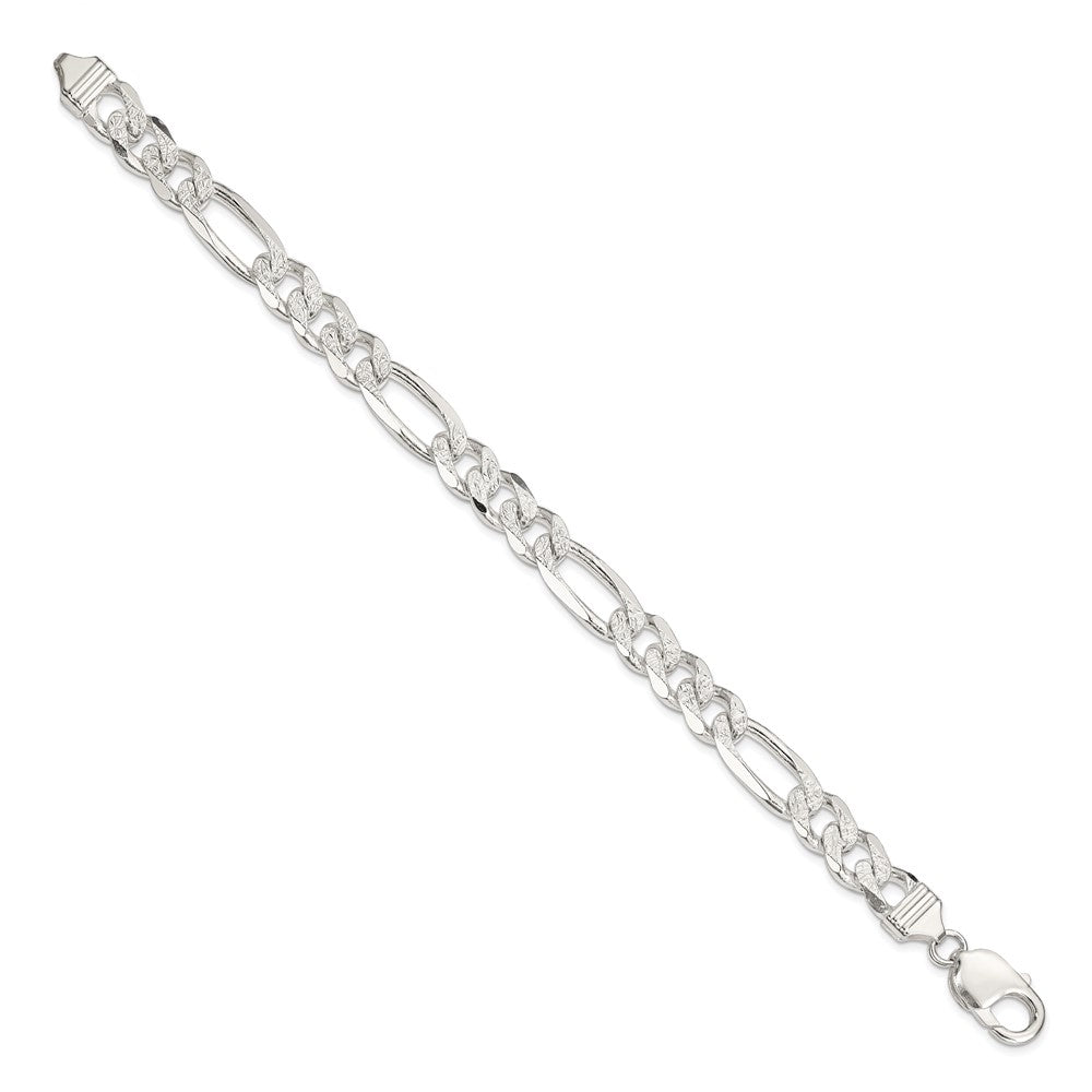 Sterling Silver 9.5mm PavÇ Flat Figaro Chain